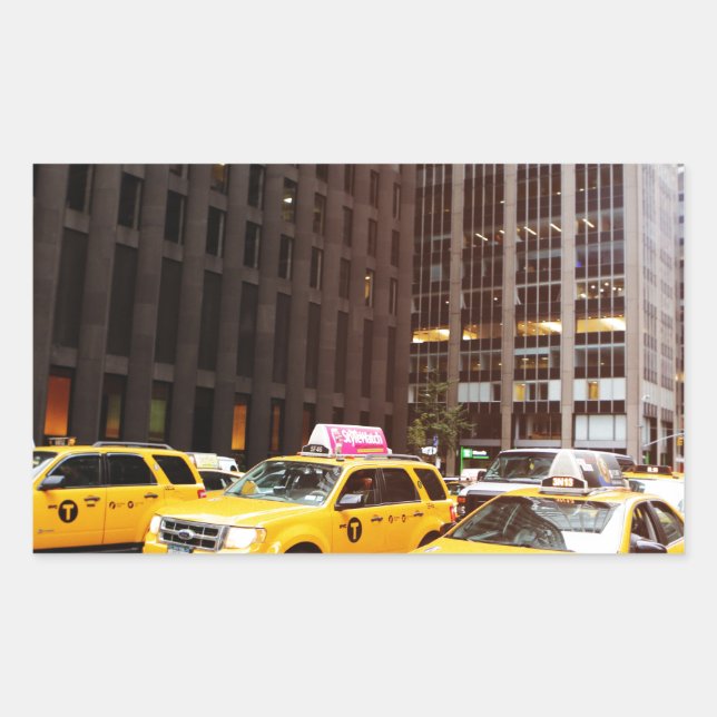 Pegatina Rectangular Cabinas de taxi de Nueva York (Anverso)