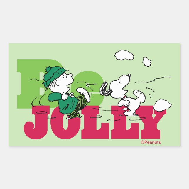 Pegatina Rectangular Cacahuetes | Linus & Snoopy Be Jolly (Anverso)