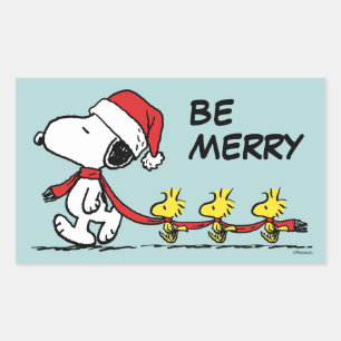 Pegatina Rectangular Cacahuetes   Snoopy & Friends Winter Scarf