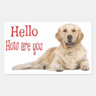 Pegatina Rectangular Cachorro Cachorro Retriever Dorado - Hola Amor