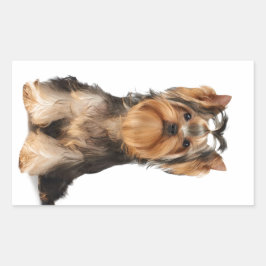 Pegatina Rectangular Cachorro de Yorkshire Terrier