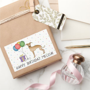 Pegatina Rectangular Cachorro Italiano de Galgo cervato Lindo - Feliz C