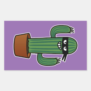 Pegatina Rectangular Cactus bandido ninja bandido enmascarado