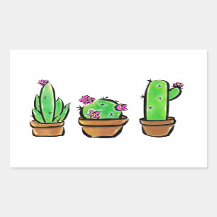 Pegatina Rectangular Cactus cactus succulantes