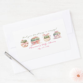 Pegatina Rectangular Cactus Cinta Rosa Bebé Beber Gracias