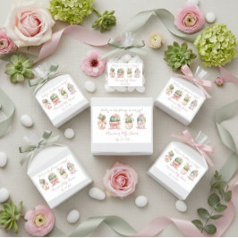 Pegatina Rectangular Cactus Cinta Rosa Bebé Beber Gracias