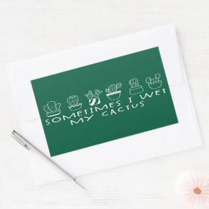 Pegatina Rectangular Cactus Gracioso Y Suculento, A Veces Me Mojo El Ca