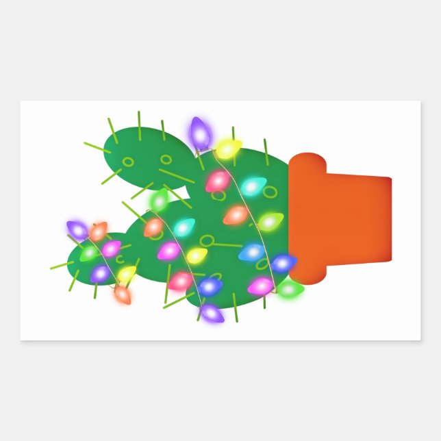 Pegatina Rectangular Cactus Stickers de Navidad (Anverso)