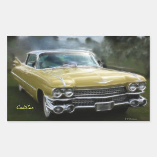 Pegatina Rectangular Cadillac amarillo