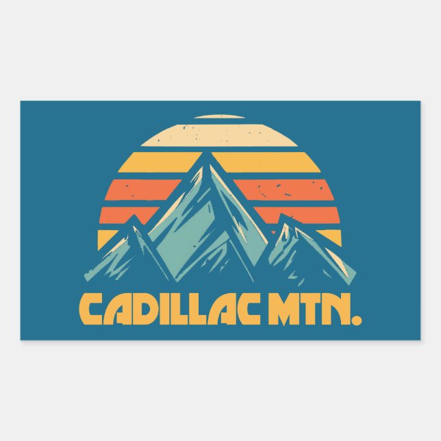 Pegatina Rectangular Cadillac Mountain Retro Turquoise (Anverso)