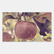 Caer manzana roja y dejar acuarela