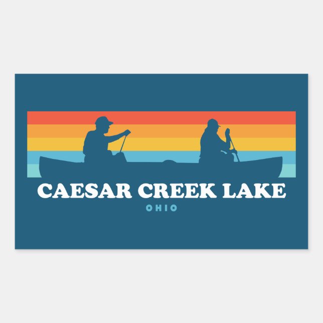 Pegatina Rectangular Caesar Creek Lake Ohio Canoe (Anverso)