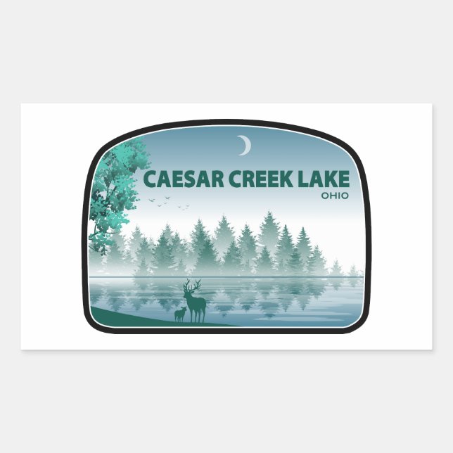 Pegatina Rectangular Caesar Creek Lake Ohio Deer (Anverso)