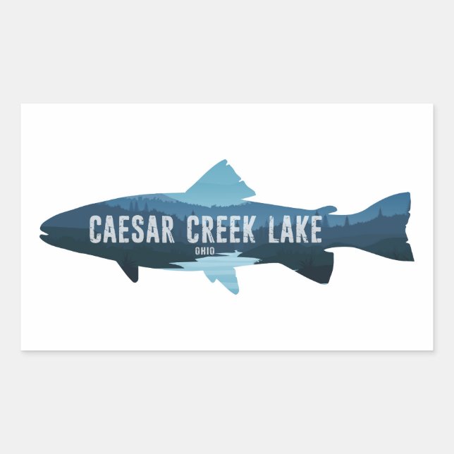 Pegatina Rectangular Caesar Creek Lake Ohio Fish (Anverso)