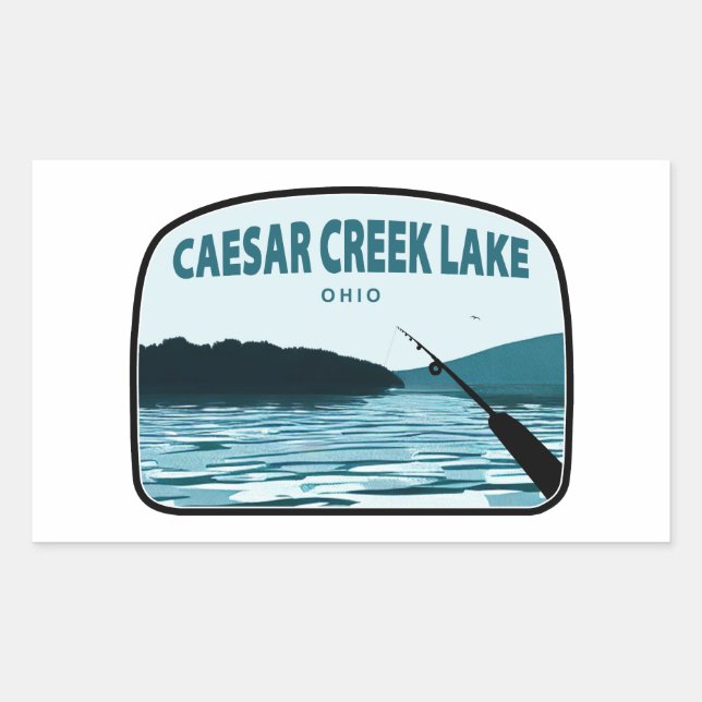 Pegatina Rectangular Caesar Creek Lake Ohio Ping Rod (Anverso)