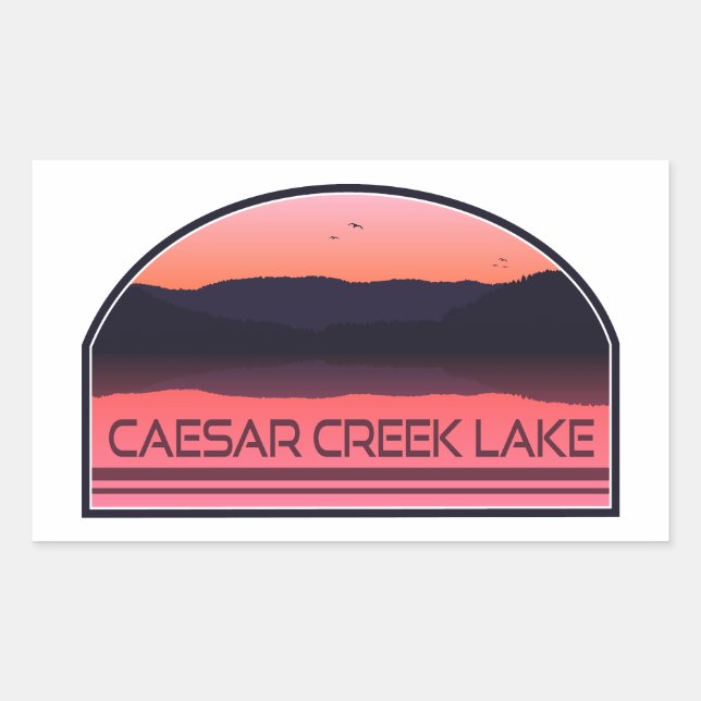 Pegatina Rectangular Caesar Creek Lake Ohio Red Sunrise (Anverso)