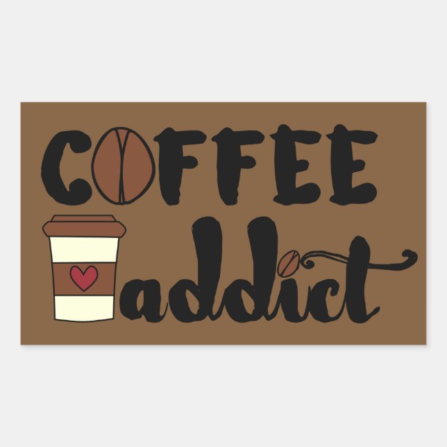 Pegatina Rectangular Café Addict II (Anverso)