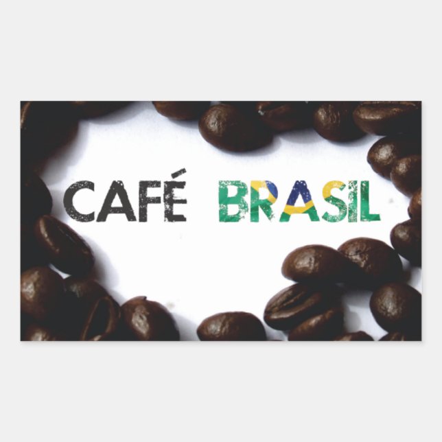 Pegatina Rectangular Café Brasil (Anverso)