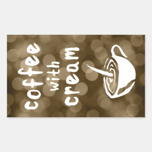 Pegatina Rectangular café con crema bokeh