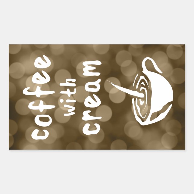 Pegatina Rectangular café con crema bokeh (Anverso)