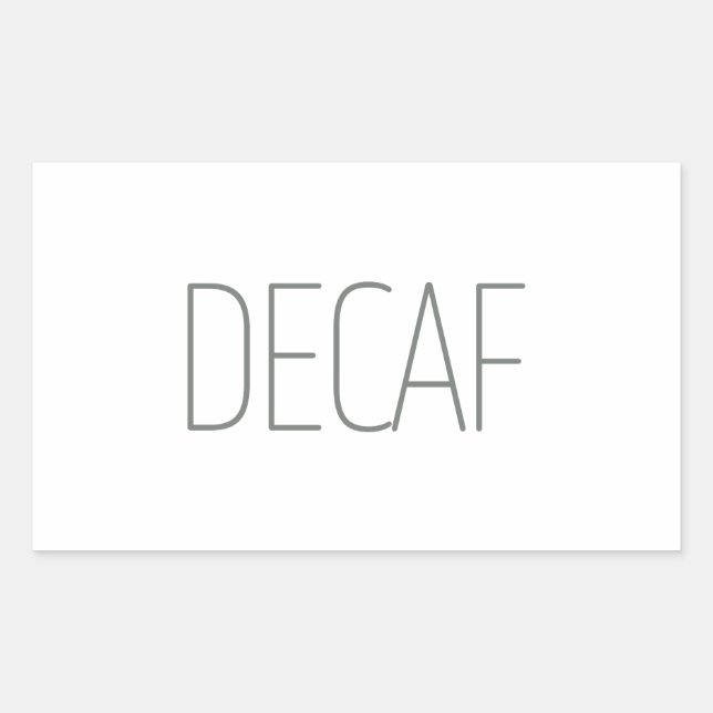 Pegatina Rectangular Café Descafeinado Gris Elegante (Anverso)