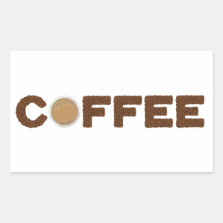Pegatina Rectangular Café hecho de frijoles de café y bebidas