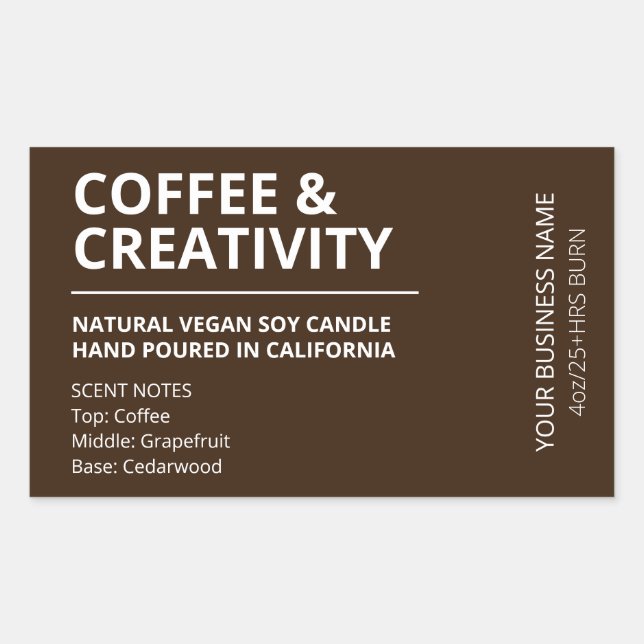 Pegatina Rectangular Café moderno Scent Candle Labels (Anverso)