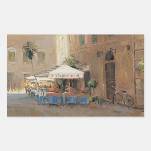 Pegatina Rectangular Café Roma (Anverso)