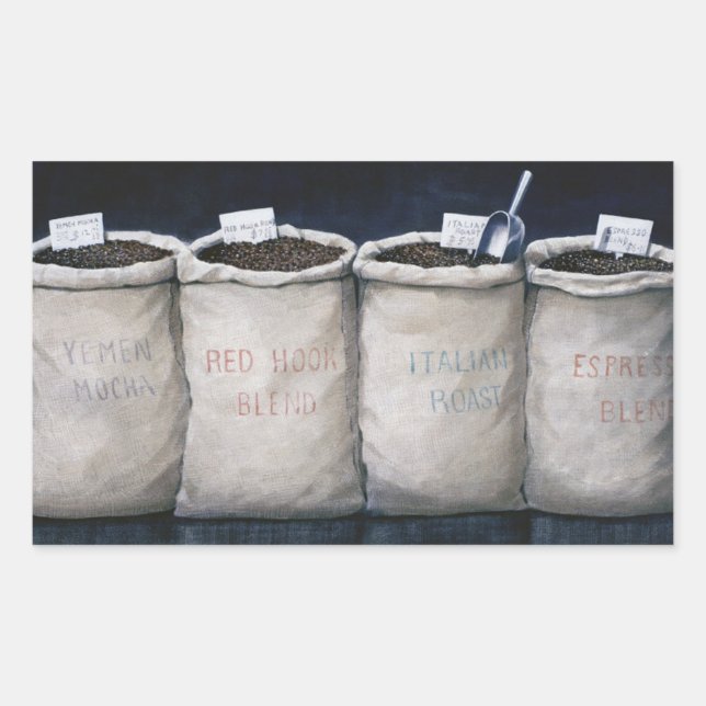 Pegatina Rectangular Café Sacks 1990 (Anverso)