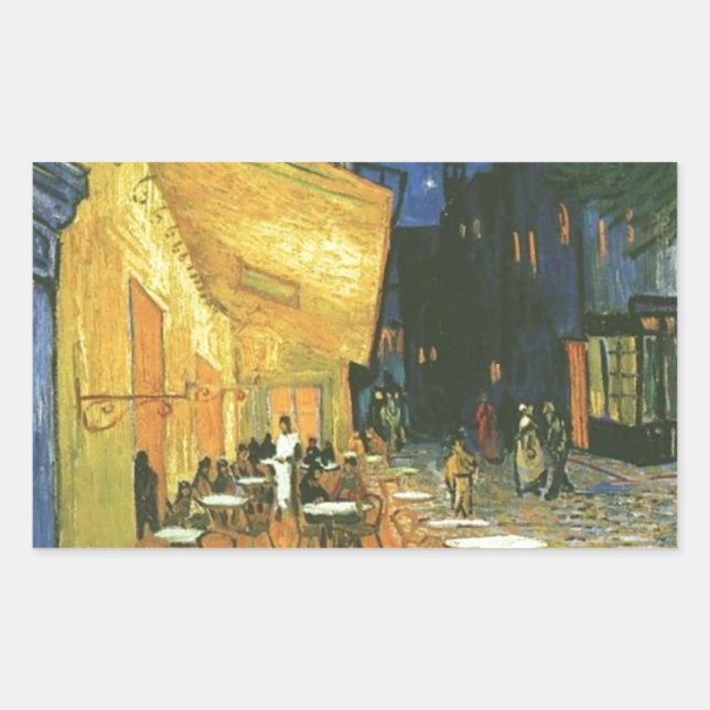 Pegatina Rectangular Cafe Terrace - Vincent van Gogh (Anverso)