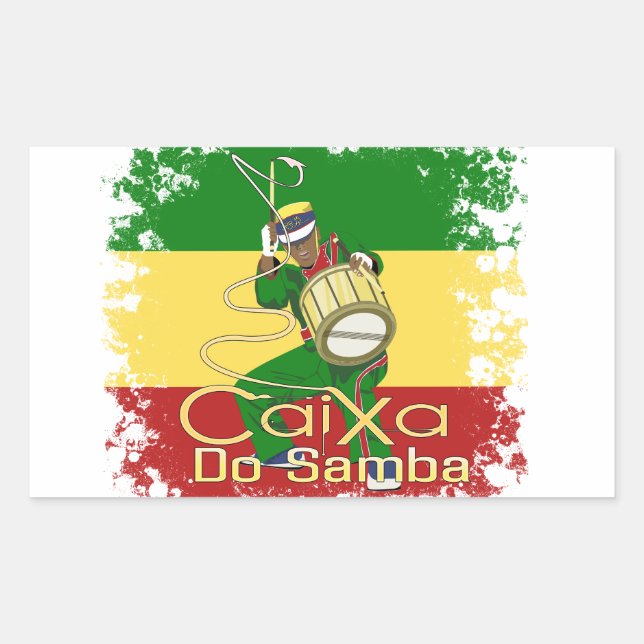 Pegatina Rectangular Caixa Batucada Samba (Anverso)
