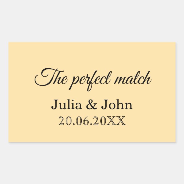 Pegatina Rectangular Caja de cerillas para boda Perfect Match – Edición (Anverso)