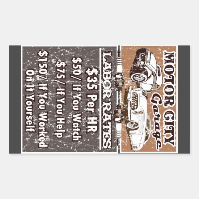 Pegatina Rectangular Caja de herramientas de tasas de trabajo de la ciu (Anverso)