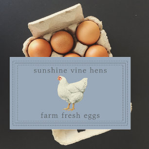 Pegatina Rectangular Caja de Huevos Frescos de Granja Azul Polvoriento