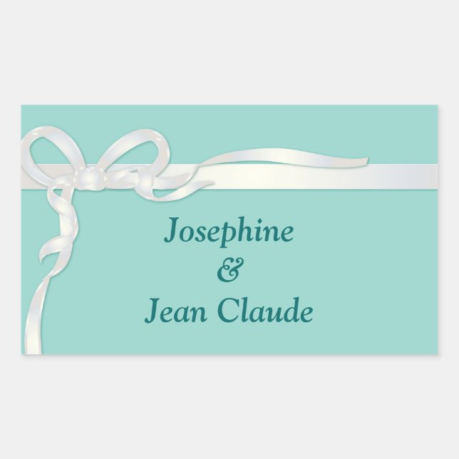 Pegatina Rectangular Caja de joyas azules de huevo de Robin con cinta b (Anverso)
