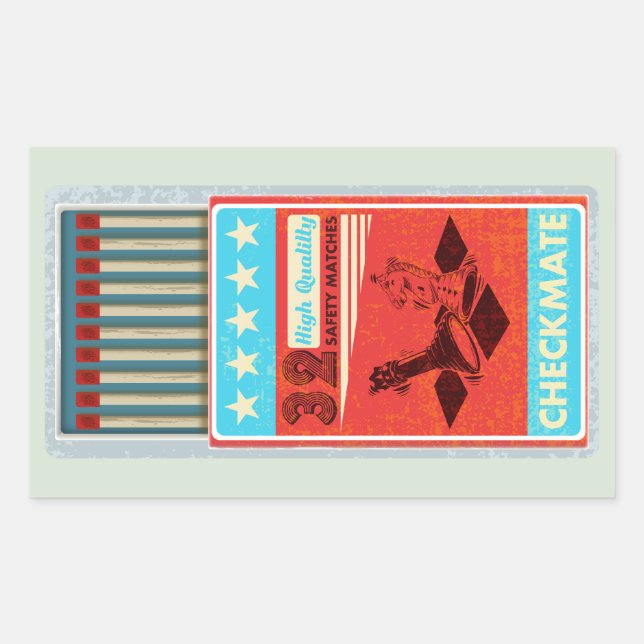 Pegatina Rectangular Caja retro que coincide con el arte pop (Anverso)