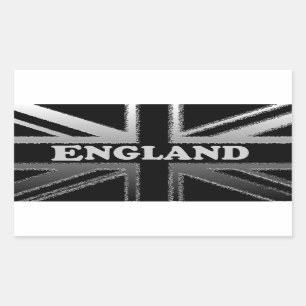 Pegatina Rectangular Cajas de la bandera de Union Jack del gris negro y