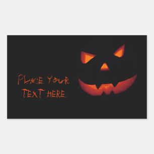 Pegatina Rectangular Calabaza de Halloween 001