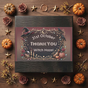 Pegatina Rectangular Calabaza de sombrero de bruja funky murciélago cue