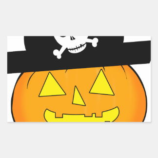 Pegatina Rectangular calabaza pirata