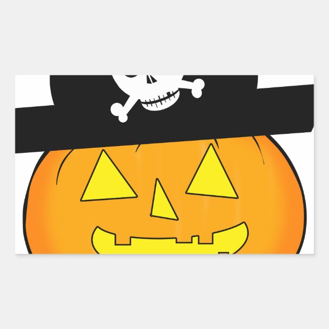 Pegatina Rectangular calabaza pirata (Anverso)