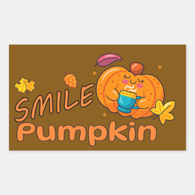 Pegatina Rectangular Calabaza Sonriente (Anverso)