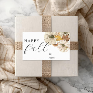 Pegatina Rectangular Calabazas Blancas Elegantes Regalo de Feliz Otoño