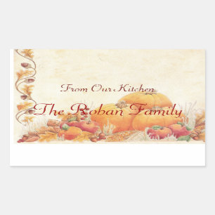 Pegatina Rectangular Calabazas de cosecha de otoño hechas en casa desde