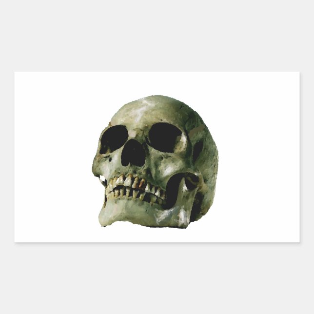 Pegatina Rectangular Calavera (Anverso)