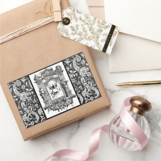 Pegatina Rectangular Calavera con corona