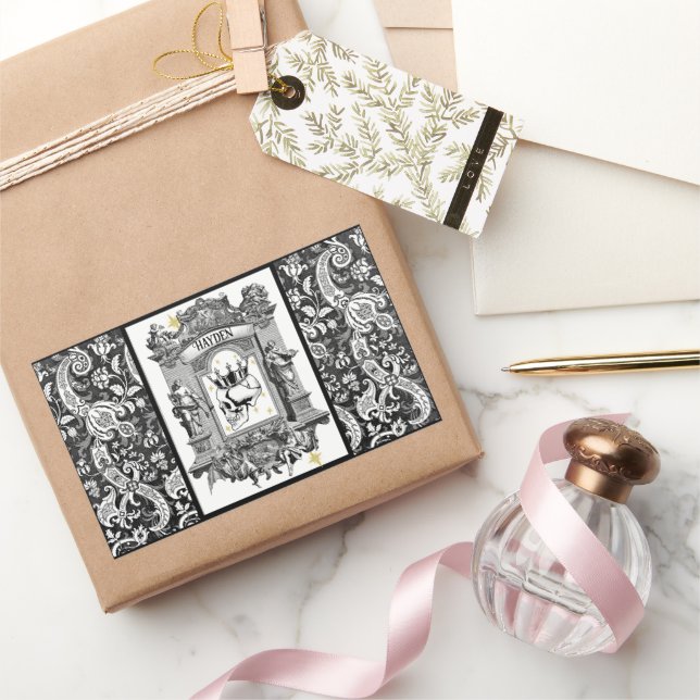 Pegatina Rectangular Calavera con corona (Regalar)