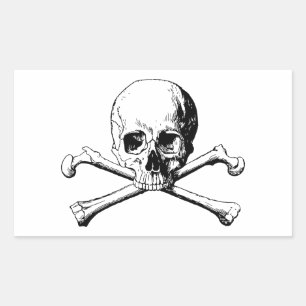 Pegatina Rectangular Calavera cruzada