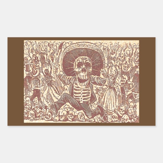 Pegatina Rectangular Calavera Oaxaca (Anverso)