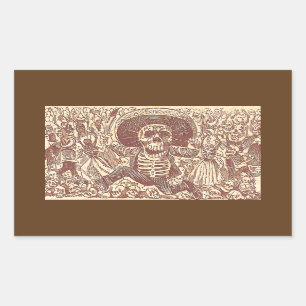 Pegatina Rectangular Calavera Oaxaca